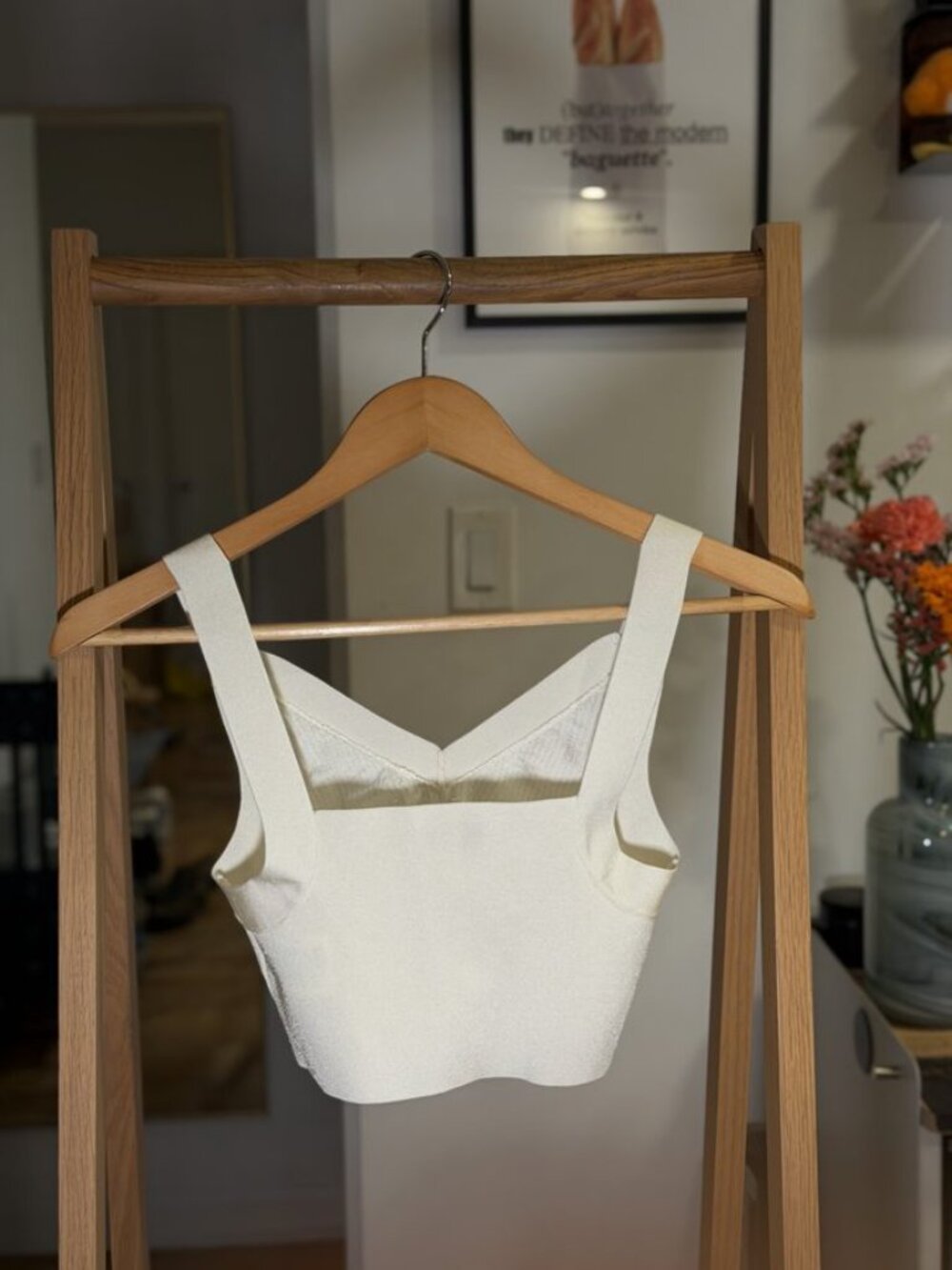 COS Cream Knit Crop Top Sweetheart Neck S - Picture 2 of 4
